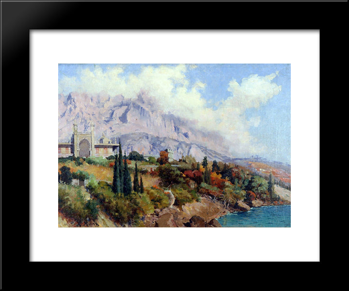 Seascape. Mountain Slope 20x24 Black Modern Wood Framed Art Print Poster by Yuon, Konstantin