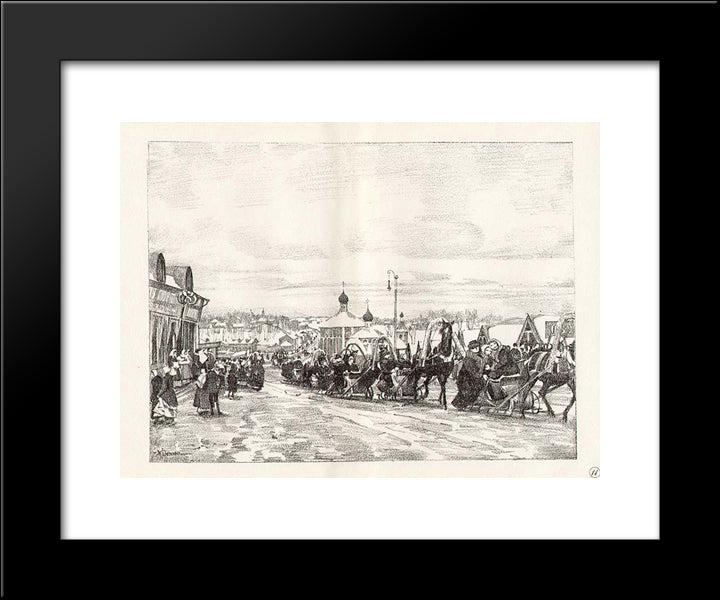 Sergiyev Posad. Pancake Riding 20x24 Black Modern Wood Framed Art Print Poster by Yuon, Konstantin
