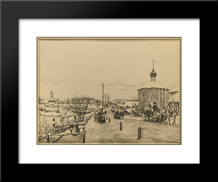 Sergiyev Posad. The Moscow Road 20x24 Black Modern Wood Framed Art Print Poster by Yuon, Konstantin