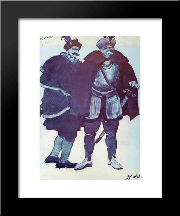 Sketch For Glinka'S Opera Ivan Susanin. Warriors 20x24 Black Modern Wood Framed Art Print Poster by Yuon, Konstantin