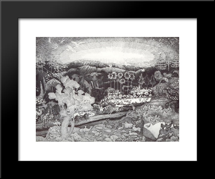 The Animal Kingdom 20x24 Black Modern Wood Framed Art Print Poster by Yuon, Konstantin