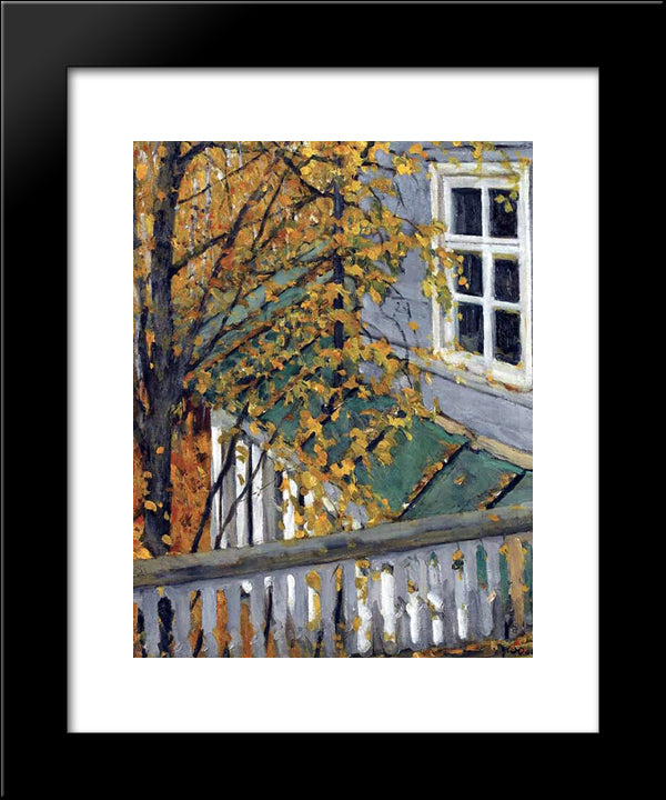 The Autumn View From The Balcony 20x24 Black Modern Wood Framed Art Print Poster by Yuon, Konstantin