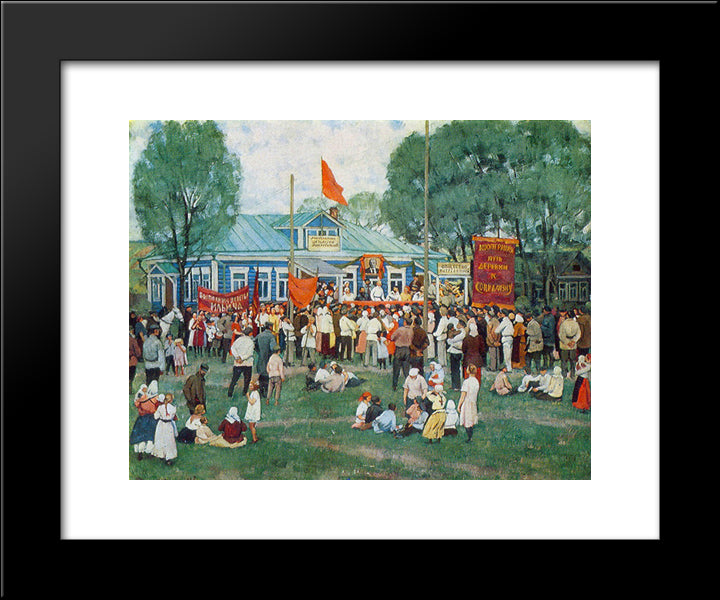 The Holiday Of Cooperation In Countryside 20x24 Black Modern Wood Framed Art Print Poster by Yuon, Konstantin