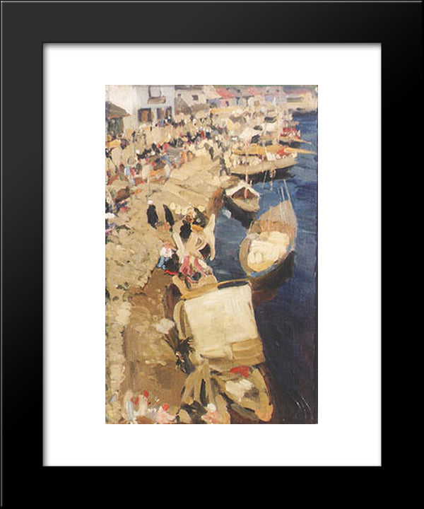 The Life On The Bank 20x24 Black Modern Wood Framed Art Print Poster by Yuon, Konstantin