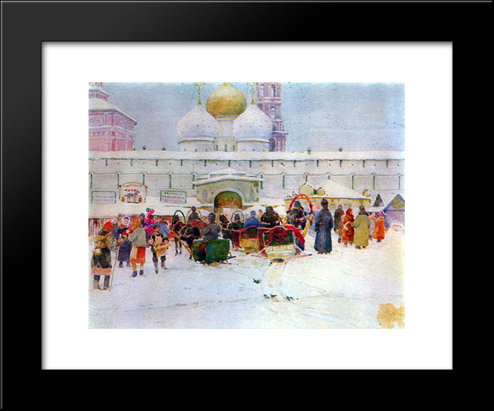 The Market Near Troitse - Sergiyev Monastery 20x24 Black Modern Wood Framed Art Print Poster by Yuon, Konstantin
