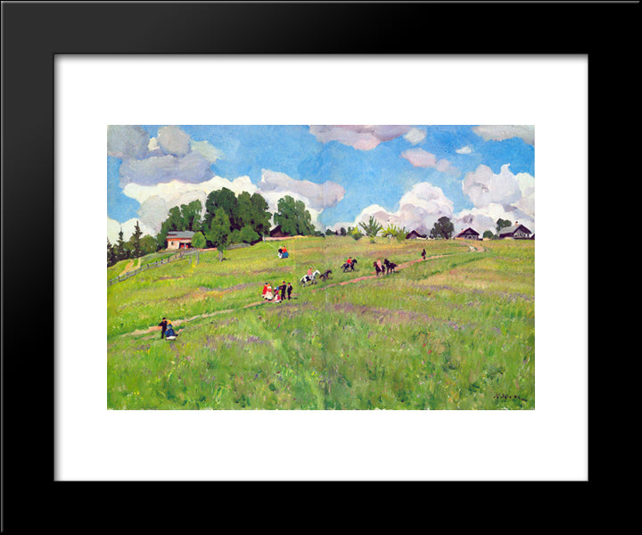 The Rural Holiday. On The Hill. Ligachrvo 20x24 Black Modern Wood Framed Art Print Poster by Yuon, Konstantin