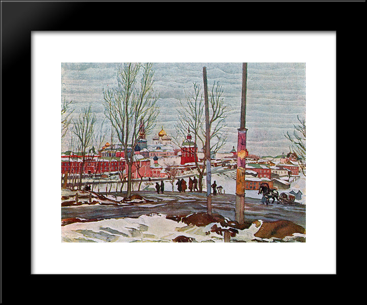 The Troitse - Sergiyev Monastery. March 20x24 Black Modern Wood Framed Art Print Poster by Yuon, Konstantin