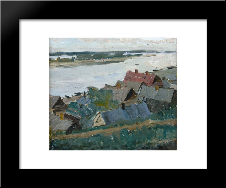 The Village On The River 20x24 Black Modern Wood Framed Art Print Poster by Yuon, Konstantin