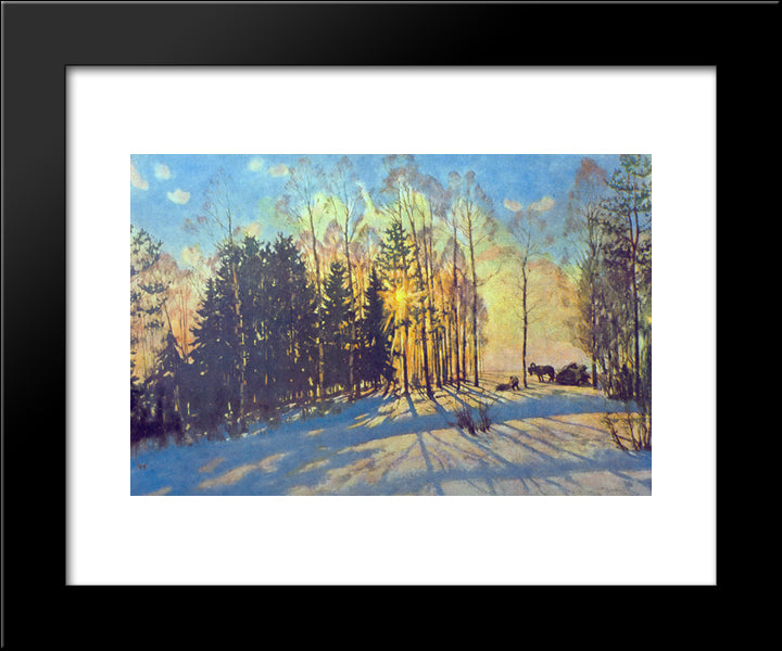 The Winter Sun. Ligachevo 20x24 Black Modern Wood Framed Art Print Poster by Yuon, Konstantin