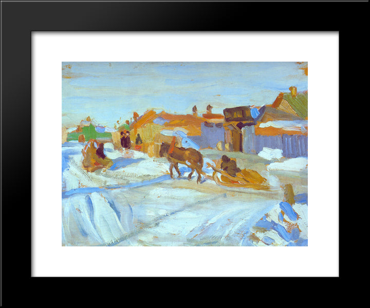 The Winter Sunny Day 20x24 Black Modern Wood Framed Art Print Poster by Yuon, Konstantin