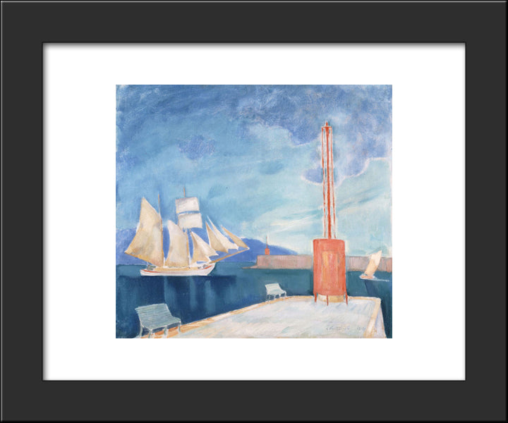 The Harbor Of Kalamata 20x24 Black Modern Wood Framed Art Print Poster by Parthenis, Konstantinos