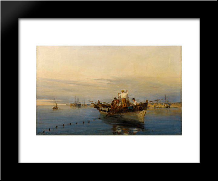 Casting The Nets 20x24 Black Modern Wood Framed Art Print Poster by Volanakis, Konstantinos