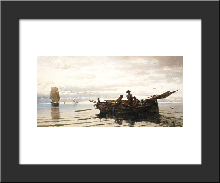 Collecting The Nets 20x24 Black Modern Wood Framed Art Print Poster by Volanakis, Konstantinos