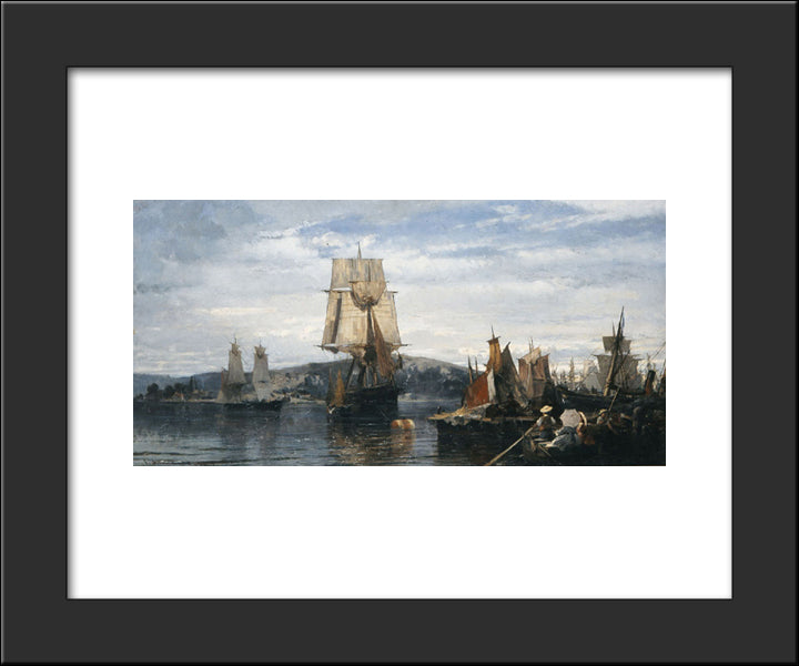 Outside The Harbor 20x24 Black Modern Wood Framed Art Print Poster by Volanakis, Konstantinos