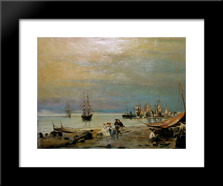 Seascape 20x24 Black Modern Wood Framed Art Print Poster by Volanakis, Konstantinos