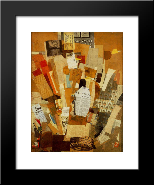 (Difficult) 20x24 Black Modern Wood Framed Art Print Poster by Schwitters, Kurt