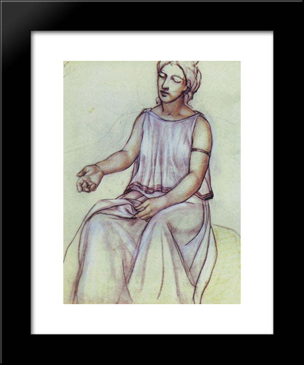 A Woman In A Chiton 20x24 Black Modern Wood Framed Art Print Poster by Petrov Vodkin, Kuzma
