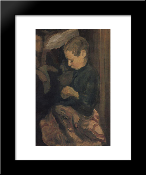 Boy 20x24 Black Modern Wood Framed Art Print Poster by Petrov Vodkin, Kuzma