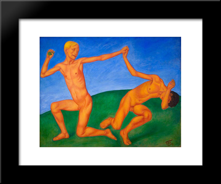 Boys (Game Boy) 20x24 Black Modern Wood Framed Art Print Poster by Petrov Vodkin, Kuzma