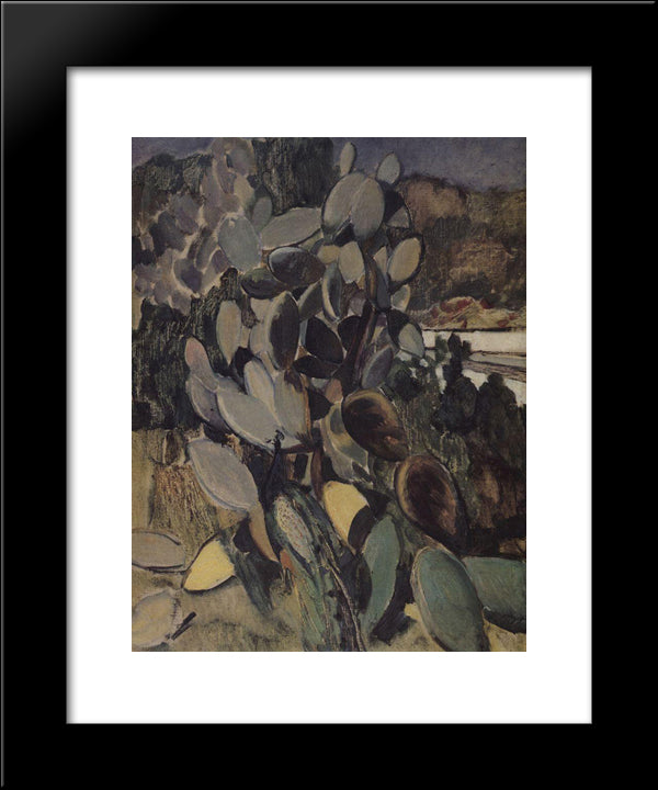 Cacti 20x24 Black Modern Wood Framed Art Print Poster by Petrov Vodkin, Kuzma