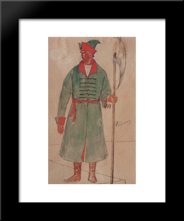 Costume Design For Archer To The Tragedy Of Pushkin'S Boris Godunov 20x24 Black Modern Wood Framed Art Print Poster by Petrov Vodkin, Kuzma