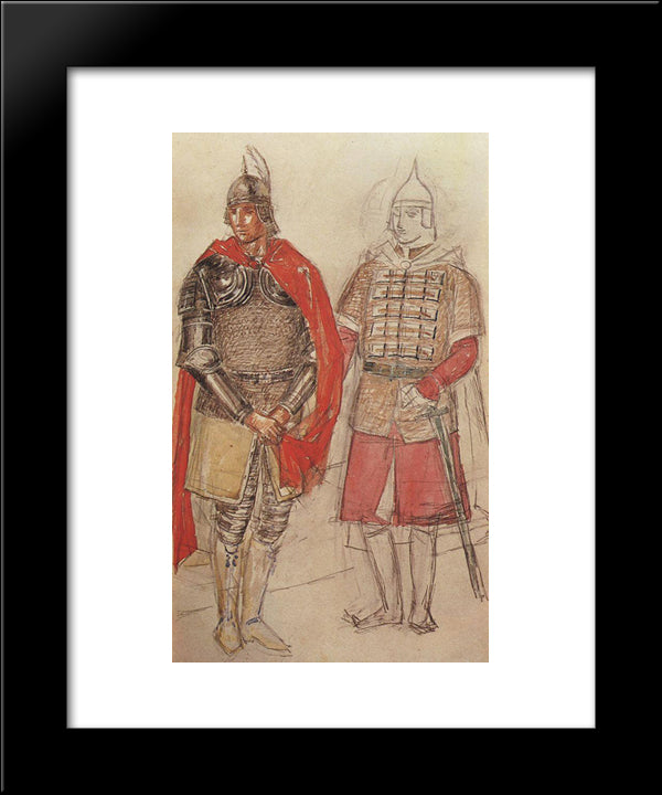 Costume Design For The Tragedy Of Pushkin'S Boris Godunov 20x24 Black Modern Wood Framed Art Print Poster by Petrov Vodkin, Kuzma