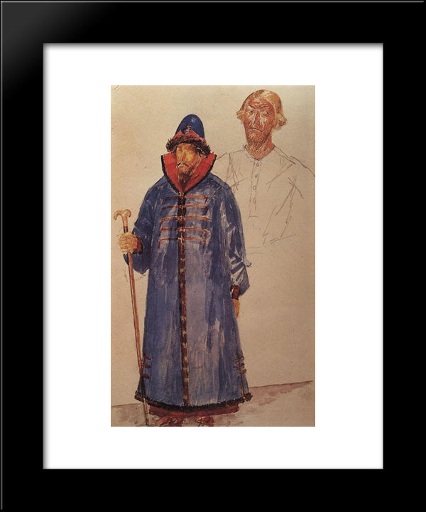Costumes And Make-Up To The Tragedy Of Pushkin'S Boris Godunov 20x24 Black Modern Wood Framed Art Print Poster by Petrov Vodkin, Kuzma