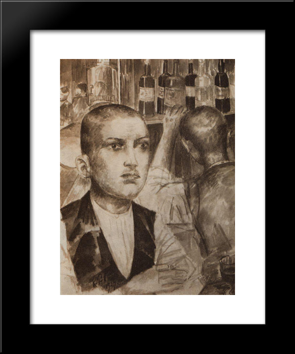Garson Parisian Cafe 20x24 Black Modern Wood Framed Art Print Poster by Petrov Vodkin, Kuzma