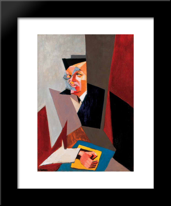 Portrait Of Tristan Tzara 20x24 Black Modern Wood Framed Art Print Poster by Tihanyi, Lajos