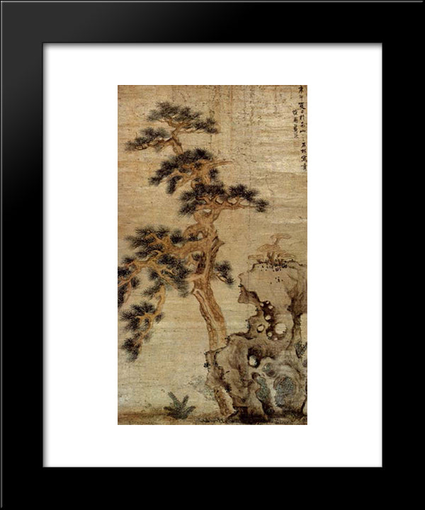 Rocks And Reishi 20x24 Black Modern Wood Framed Art Print Poster by Ying, Lan