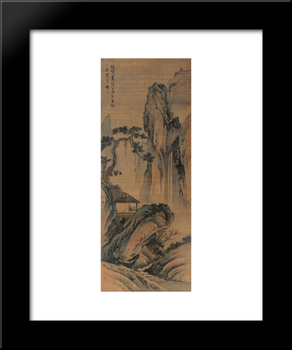 Watching Waterfall 20x24 Black Modern Wood Framed Art Print Poster by Ying, Lan