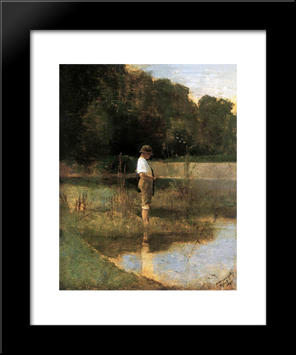 Angler 20x24 Black Modern Wood Framed Art Print Poster by Mednyanszky, Laszlo