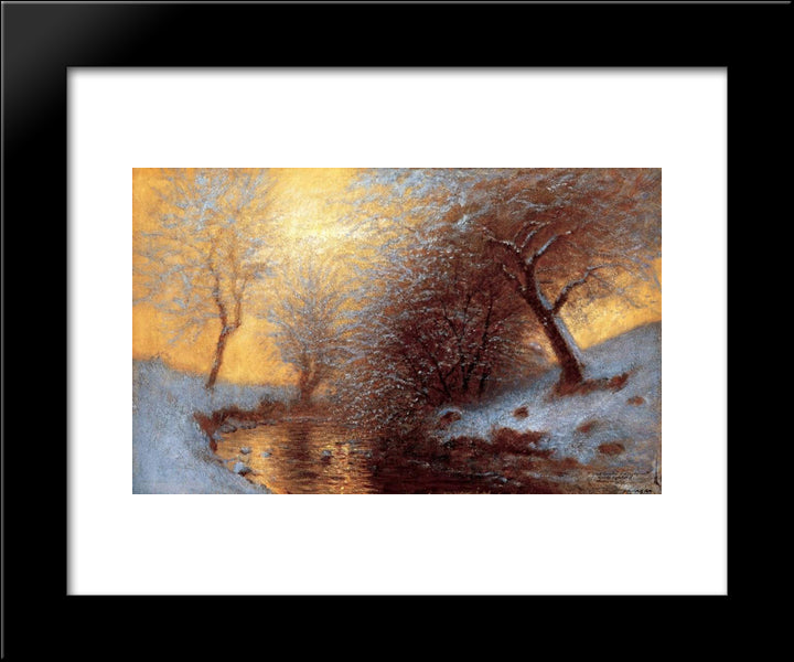 Brookside In Winter 20x24 Black Modern Wood Framed Art Print Poster by Mednyanszky, Laszlo