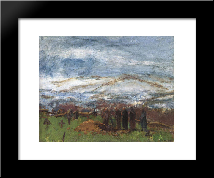 Burial In The Carpathian Mountains 20x24 Black Modern Wood Framed Art Print Poster by Mednyanszky, Laszlo