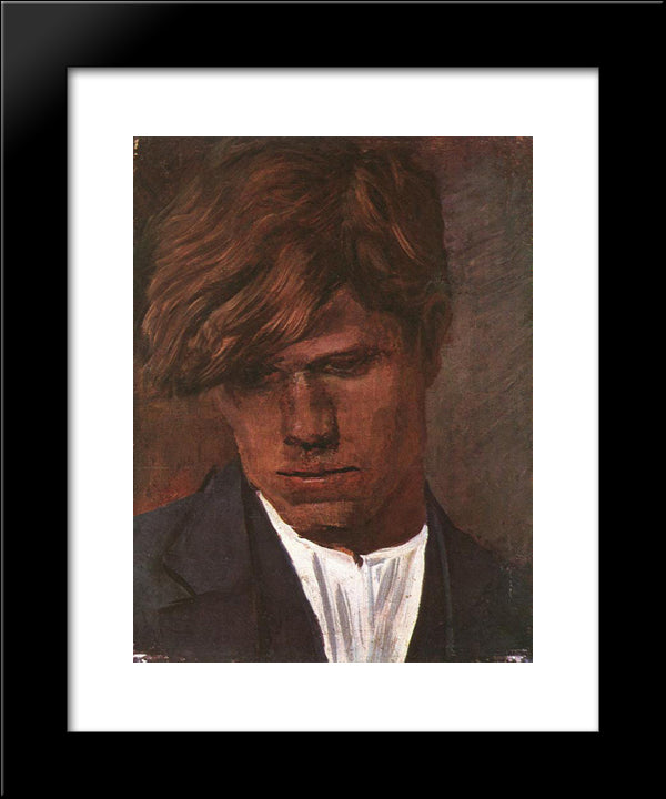 Head Of A Boy 20x24 Black Modern Wood Framed Art Print Poster by Mednyanszky, Laszlo