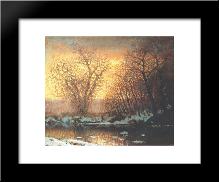 Snow-Melting 20x24 Black Modern Wood Framed Art Print Poster by Mednyanszky, Laszlo