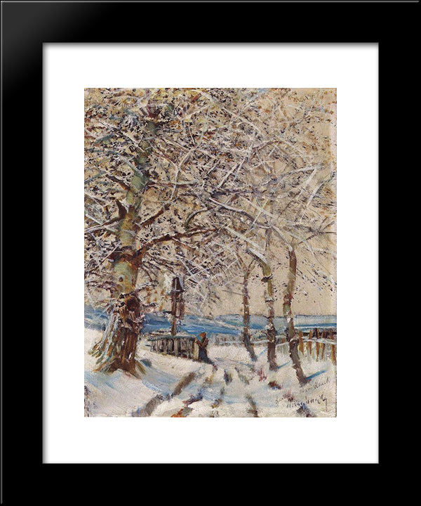 Trees With Hoar-Frost 20x24 Black Modern Wood Framed Art Print Poster by Mednyanszky, Laszlo