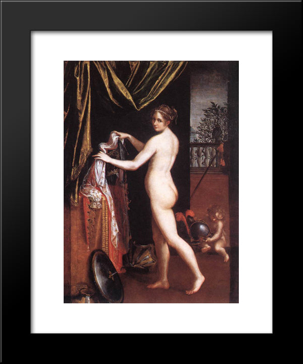 Minerva Dressing 20x24 Black Modern Wood Framed Art Print Poster by Fontana, Lavinia