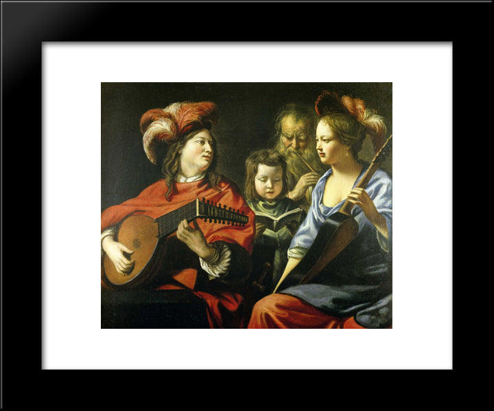 The Concert 20x24 Black Modern Wood Framed Art Print Poster by Le Nain brothers