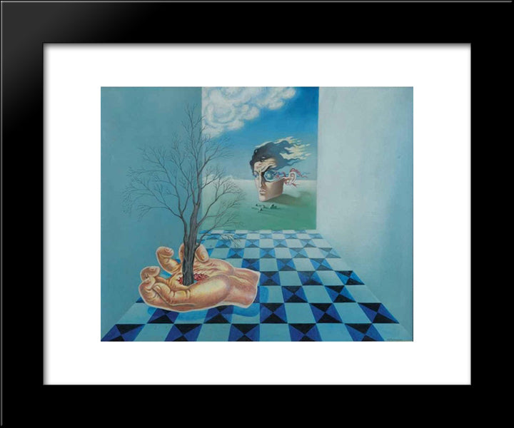 Compoisition Surrealiste Ou La Main 20x24 Black Modern Wood Framed Art Print Poster by Tutundjian, Leon Arthur