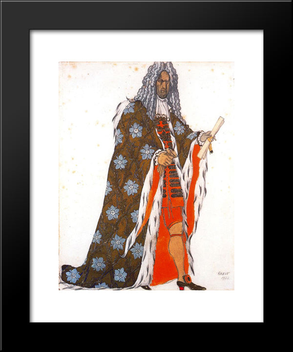 Costume Design For The Master Of Ceremonies, From Sleeping Beauty 20x24 Black Modern Wood Framed Art Print Poster by Bakst, Leon