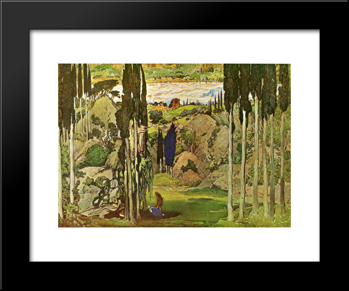 Daphnis And Chloe Set Design 20x24 Black Modern Wood Framed Art Print Poster by Bakst, Leon