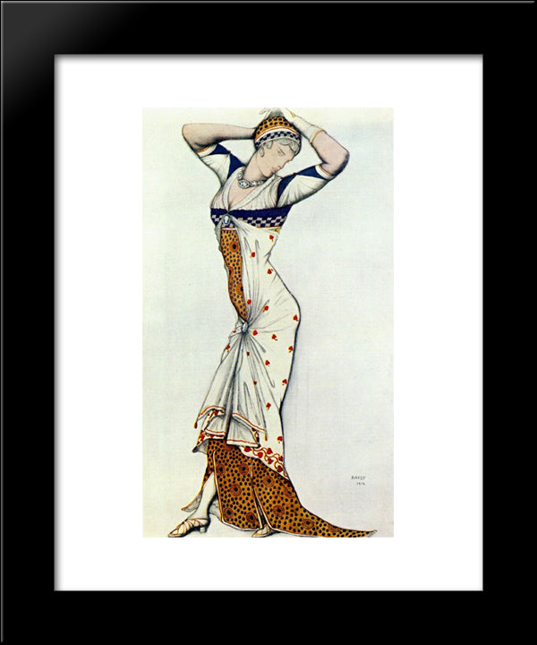 Design For A Lady'S Dress 20x24 Black Modern Wood Framed Art Print Poster by Bakst, Leon