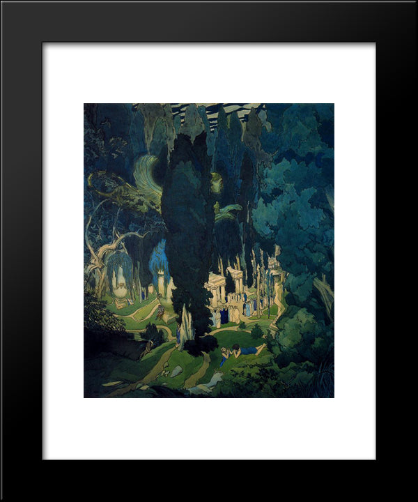 Elisium 20x24 Black Modern Wood Framed Art Print Poster by Bakst, Leon