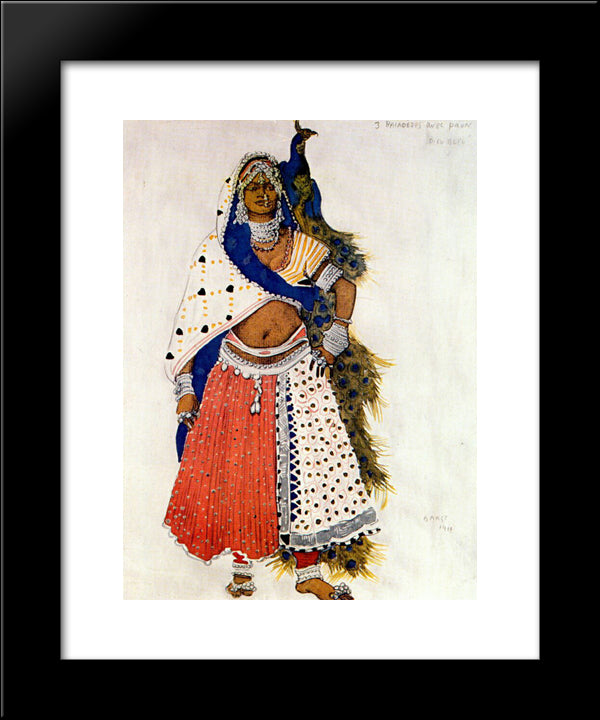 Le Dieu Bleu Bayadere With Peacock 20x24 Black Modern Wood Framed Art Print Poster by Bakst, Leon