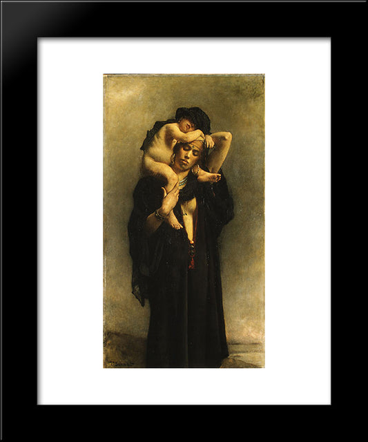 An Egyptian Peasant Woman And Her Child 20x24 Black Modern Wood Framed Art Print Poster by Bonnat, Leon