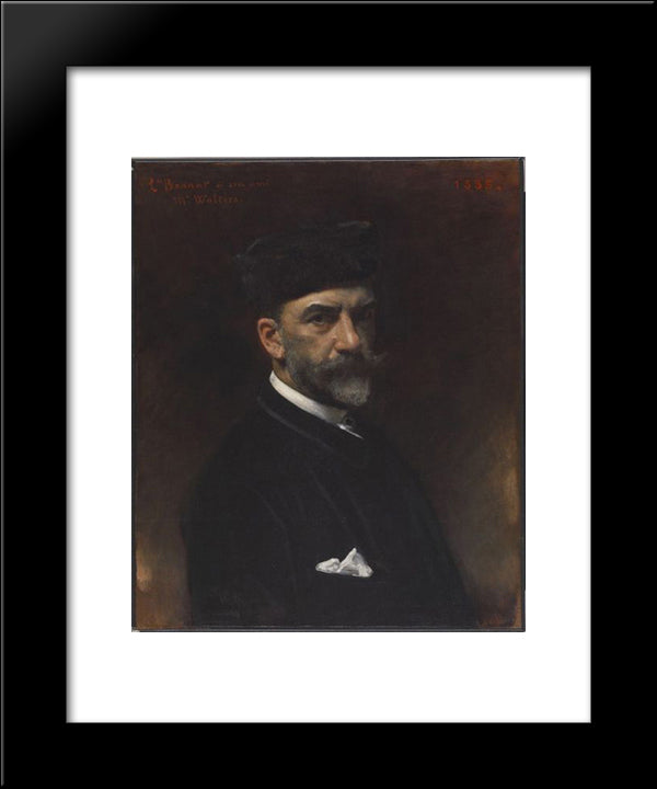 Self Portrait Dedicated To William Walters 20x24 Black Modern Wood Framed Art Print Poster by Bonnat, Leon