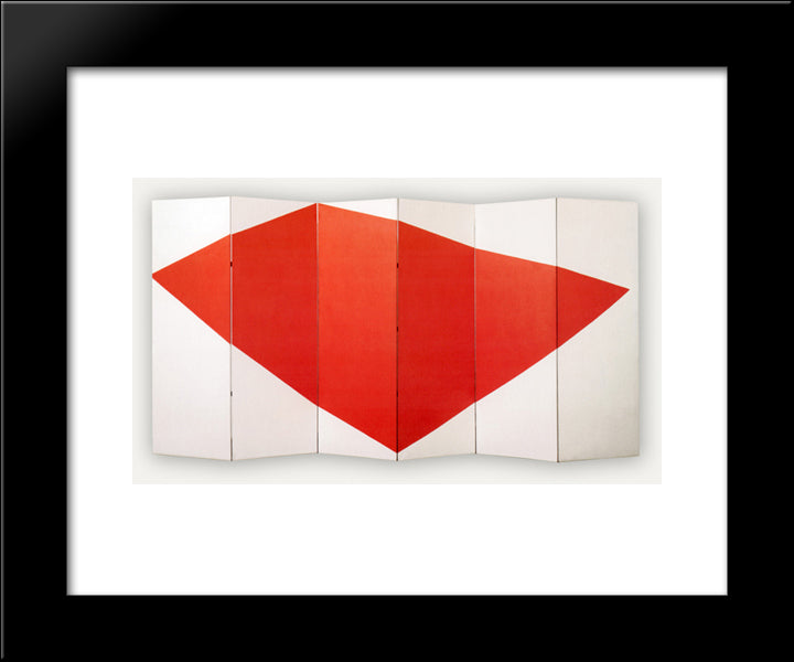 Correspondence Red - White, Side B 20x24 Black Modern Wood Framed Art Print Poster by Polk Smith, Leon
