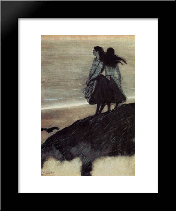 Girls On A Dune 20x24 Black Modern Wood Framed Art Print Poster by Spilliaert, Leon