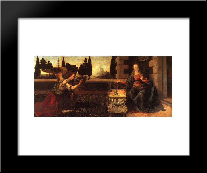 Annunciation 20x24 Black Modern Wood Framed Art Print Poster by da Vinci, Leonardo